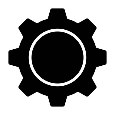 Dairesel mekanik şekil gösteren siyah dişli simgesi