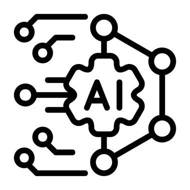 Dijital devreleri birbirine bağlayan soyut ai sembolü