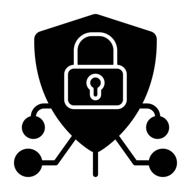 Dijital kalkan arkaplanı üzerine asma kilit simgesini güvene al