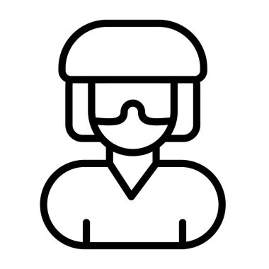 Kask gözlüğü takan birini gösteren çizgi çizimi