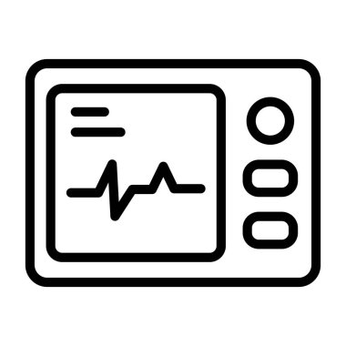 Elektrokardiyogram - Beyaz arkaplan üzerine ince çizgi simgesi
