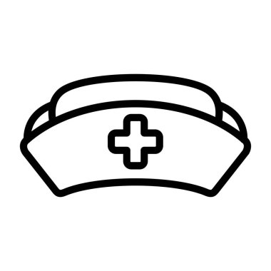 Hemşire Cap simgesi beyaz sırtlı, vektör illüstrasyonu