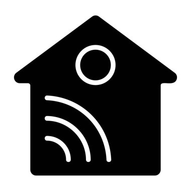 Beyaz sırt gorandası üzerinde ev otomasyon simgesi, vektör illüstrasyonu