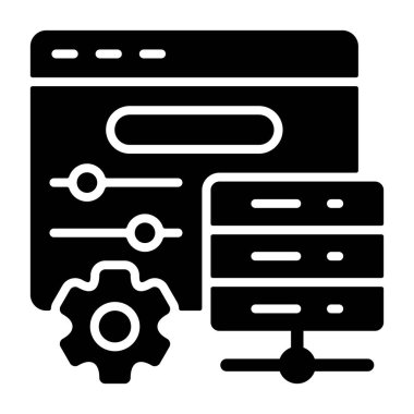 Gelişmiş sunucu ayarları simgesi beyaz sırt gorund, vektör illüstrasyonu