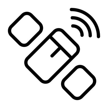 Beyaz arka gorund üzerindeki uydu simgesi, vektör illüstrasyonu