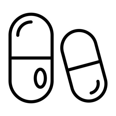 Beyaz geri gorund üzerindeki kapsül simgesi, vektör illüstrasyonu