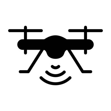 Siyah İHA simgesi sinyal dalgaları yayıyor