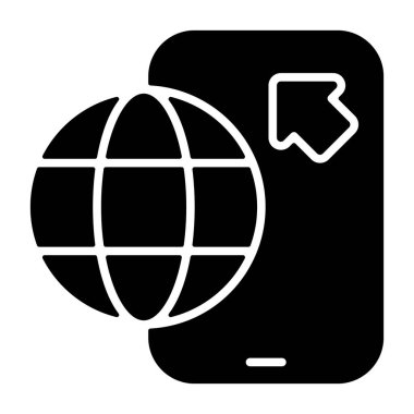 Oku gösteren akıllı telefon simgesini üst üste bindiren dünya simgesi