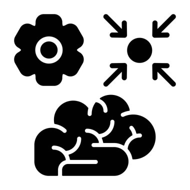 Zihin Odaklama simgesi, siyah işaret beyaz arkaplanda izole edildi