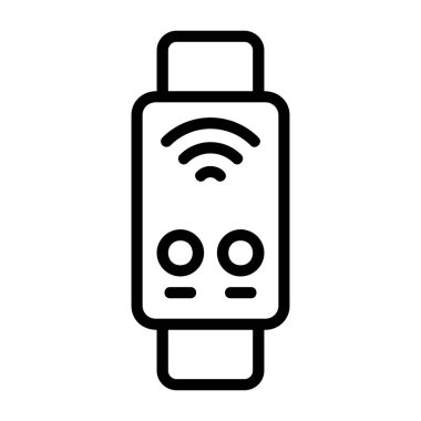 Giyilebilir Aygıt simgesi, siyah işaret beyaz arkaplanda izole edildi