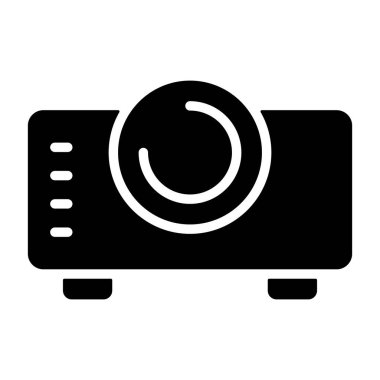 Projektör simgesi, siyah işaret beyaz arkaplanda izole edildi