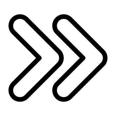 Sembol Çift Sağ simgesi, siyah işaret beyaz arkaplanda izole edildi