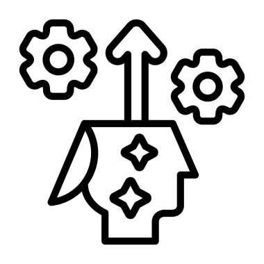 Zihin Genişleme simgesi, siyah işaret beyaz arkaplanda izole edildi