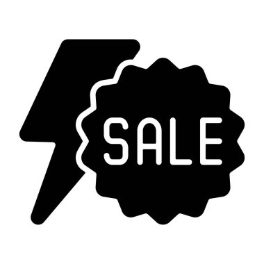 Flash Sale icon, black sign isolated on white background