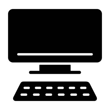 Computer icon, black sign isolated on white background