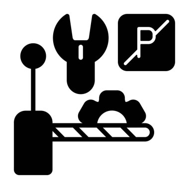 Park bakım simgesi, siyah işaret beyaz arkaplanda izole edildi