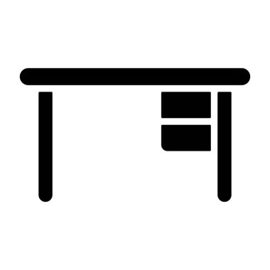 Beyaz arkaplanda masa simgesi, vektör illüstrasyonu 