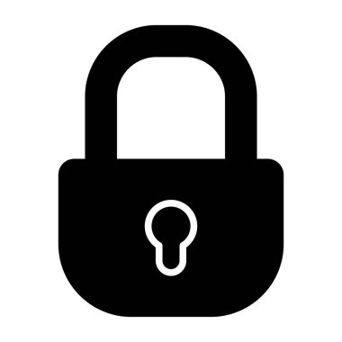 Beyaz arkaplanda asma kilit simgesi, vektör illüstrasyonu 