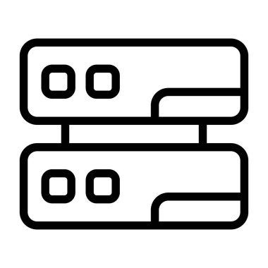 Beyaz arkaplanda sunucu simgesi, vektör illüstrasyonu 