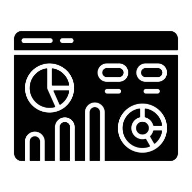 Beyaz arkaplan üzerindeki Web Sitesi İstatistikleri simgesi, vektör illüstrasyonu 