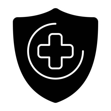 Beyaz arkaplanda Sağlık Kalkanı simgesi, vektör illüstrasyonu 