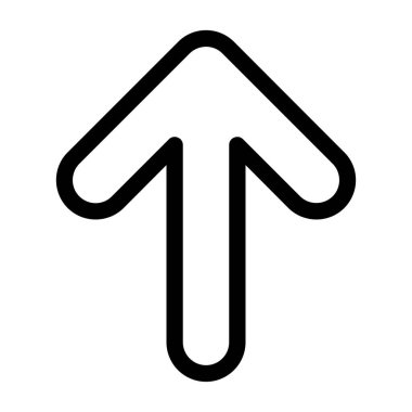 Uygulamalar veya web sayfası simgeleri için uygun, yukarı bakan bir okun siyah beyaz çizimi