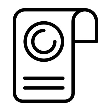 Yasal veya fikri mülkiyet uygulamaları ve web sayfaları için uygun bir telif hakkı sembolüne sahip bir belgenin satır çizimi.