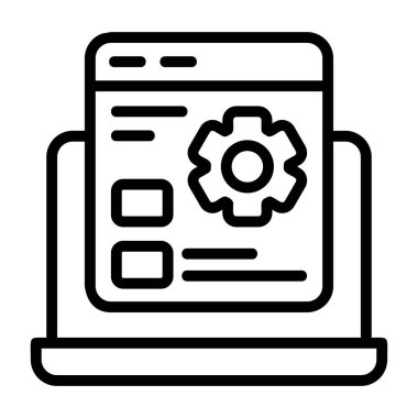 Yapılandırma uygulamaları veya web sayfaları için uygun ayarlar pencereli bir dizüstü bilgisayarın basit bir çizimi.