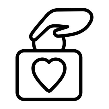 Bir elin basit bir vektör çizimi. Bir parayı bağış kutusuna koyuyor..