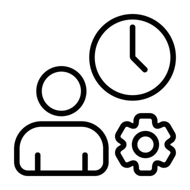 Zaman Yönetimi simgesi, siyah işaret beyaz arkaplanda izole edildi