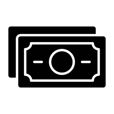 Cash icon, black sign isolated on white background