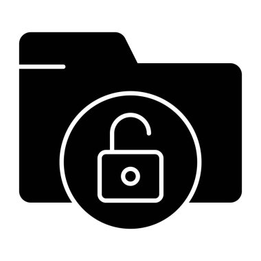 Beyaz geri gorund, vektör illüstrasyonunda klasör kilidi aç 