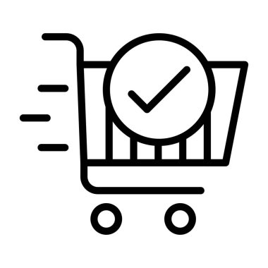 Checkout icon, black sign isolated on white background