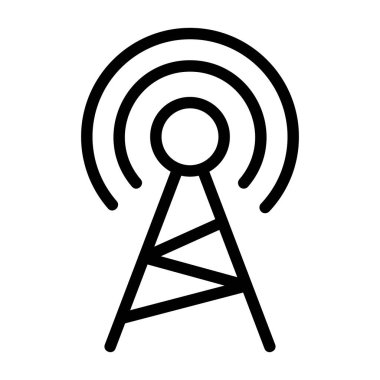 Communication Tower icon, black sign isolated on white background