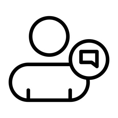 A simple vector illustration of a user with a message or speech bubble.