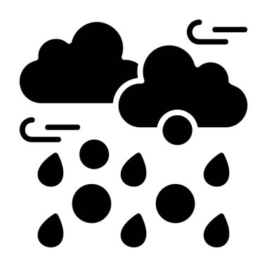 Yağmur damlaları, dolu ve rüzgar olan iki bulutun basit bir temsili..
