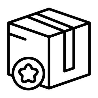 Çemberde bir yıldızla karton bir kutunun basit bir vektör çizimi.