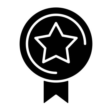 Achievement icon, black sign isolated on white background