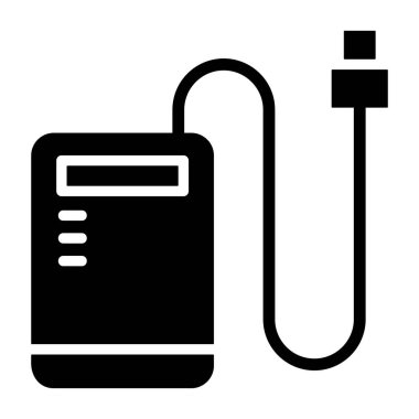 Portable Charger icon, black sign isolated on white background
