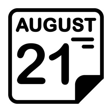 21 Ağustos tarihli bir takvim sayfasının basit bir vektör illüstrasyonu.