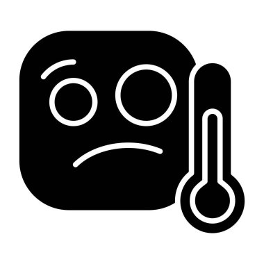 Hasta bir yüz ifadesinin termometresi olan basit bir vektör çizimi.