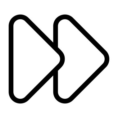 Beyaz arkaplan üzerindeki Çift Ok Sağ simgesi, vektör illüstrasyonu 