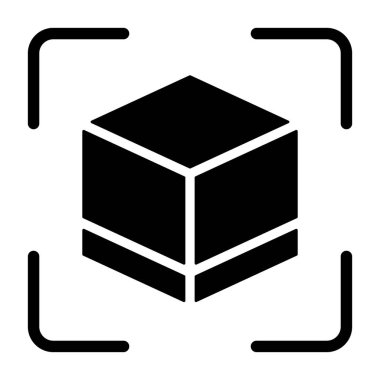 Artırılmış Gerçeklik simgesi, siyah işaret beyaz arkaplanda izole edildi