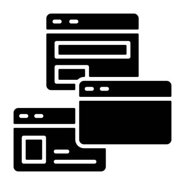 Çoklu Alan Yönetimi simgesi, beyaz arkaplanda siyah işaret izole edildi