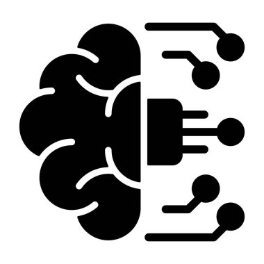 Beyaz arkaplan üzerindeki Bilişsel Hesaplama simgesi, vektör illüstrasyonu 