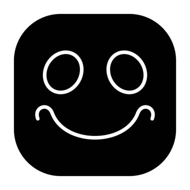 Beyaz arkaplanda gülen yüz simgesi, vektör illüstrasyonu 