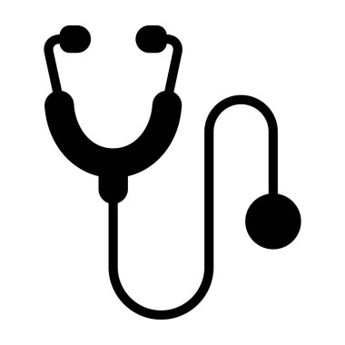 Beyaz arkaplanda steteskop simgesi, vektör illüstrasyonu 