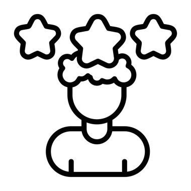 Beyaz arkaplan üzerindeki Kullanıcı Gözden Geçirme simgesi, vektör illüstrasyonu 