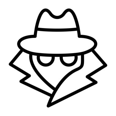 Beyaz arkaplanda casus simgesi, vektör illüstrasyonu 