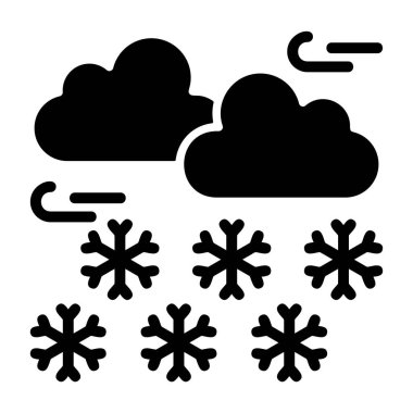 Beyaz sırt çantasındaki Kar Sağanağı simgesi, vektör illüstrasyonu  